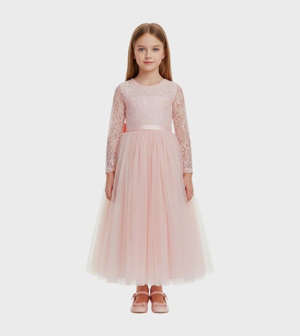 Lace Shrimp Flared Maxi Dress