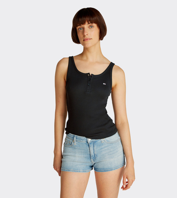 Slim Fit Button Sleeveless Top