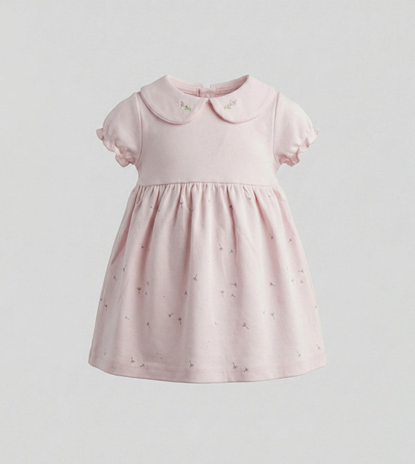 Printed Short Sleeves Peter Pan Collar Dress