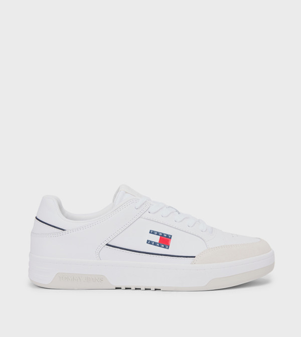 Logo Detail Leather Lace-Up Sneakers