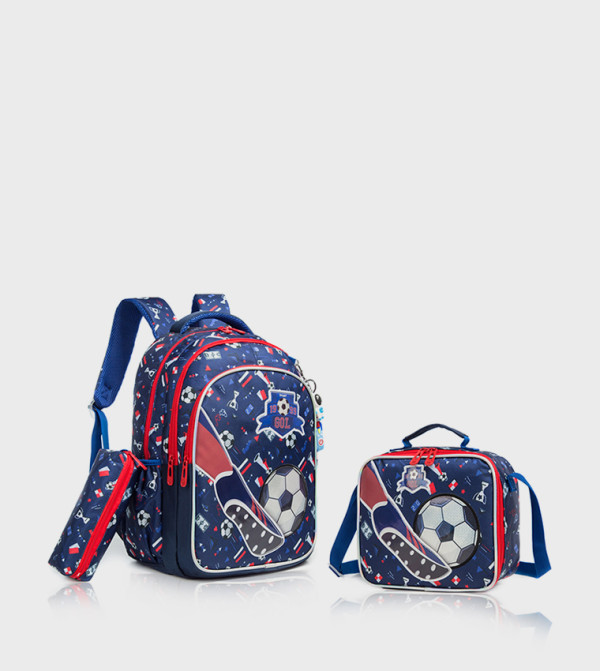 3-Piece Football Themed 17" School Bag Set