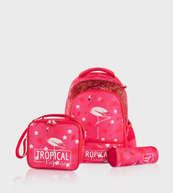 مجموعة حقيبة مدرسية بحجم 17 بوصة مكونة من 3 قطع  استوائي