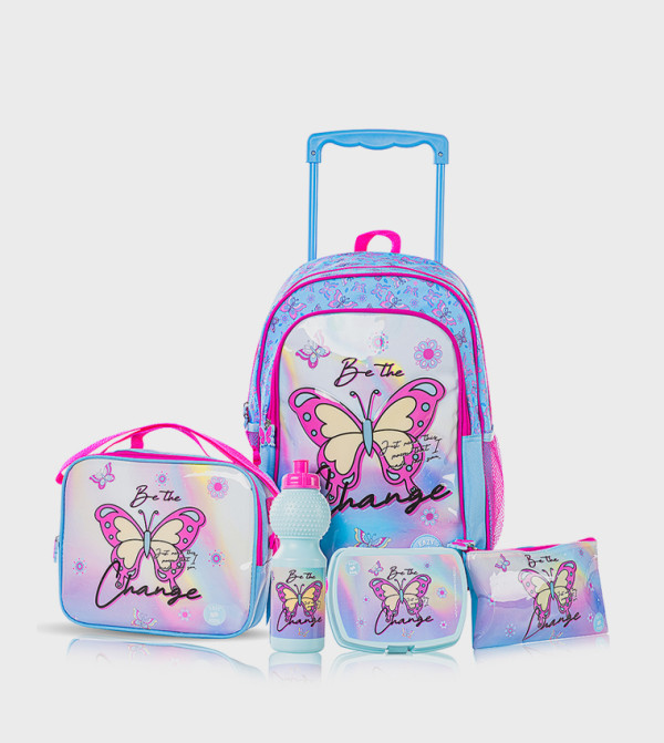 5-Piece 16" Trolley School Bag Set - Butterfly