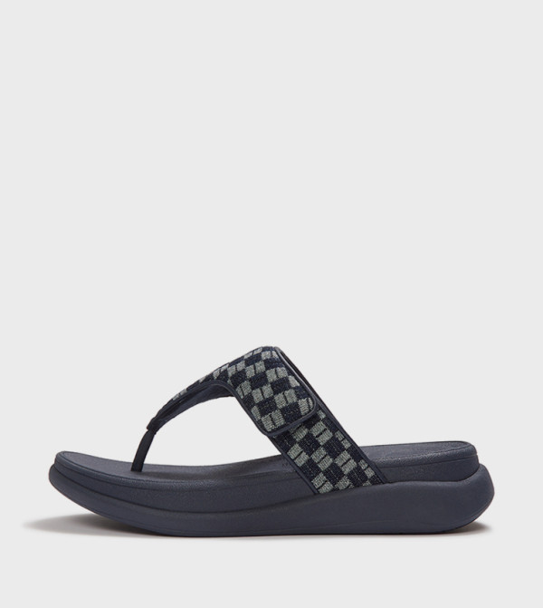 F-MODE Checkerboard Denim Comfort Sandals