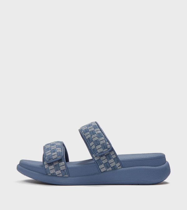 F-MODE Checkerboard Denim Comfort Sandals
