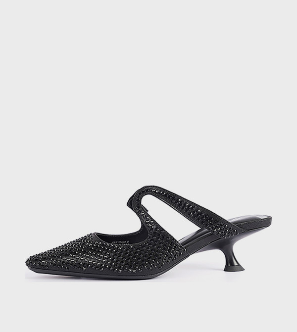 Embellished Kitten Heel Mule Pumps