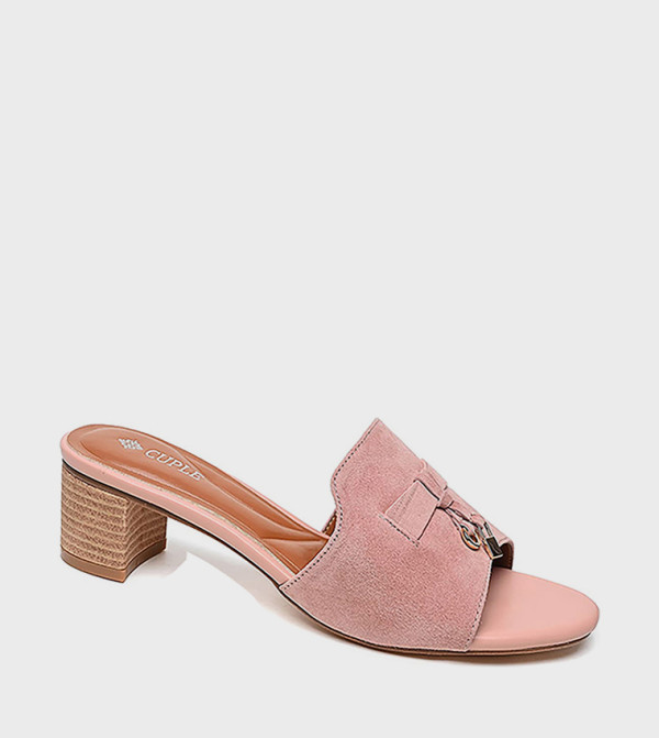 Textured Open-Toe Heeled Sandals