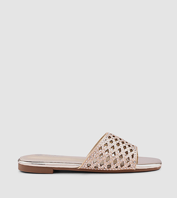 Laser Cut Open Toe Flat Sandals