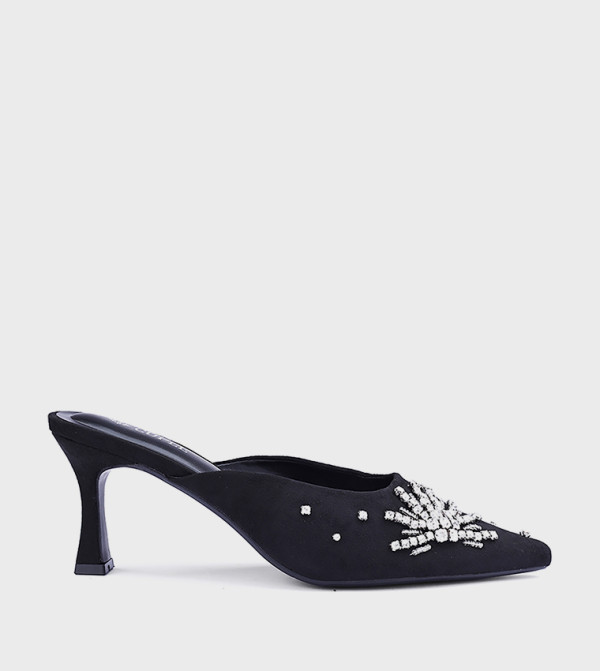 Embellished Pointed Toe Mule Pumps