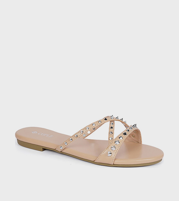 Studded Open Toe Flat Sandals