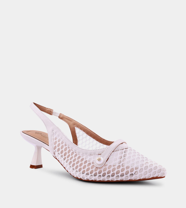 Pointed Toe Slingback Mesh Pumps