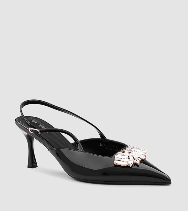 Appliqued Slingback Pumps