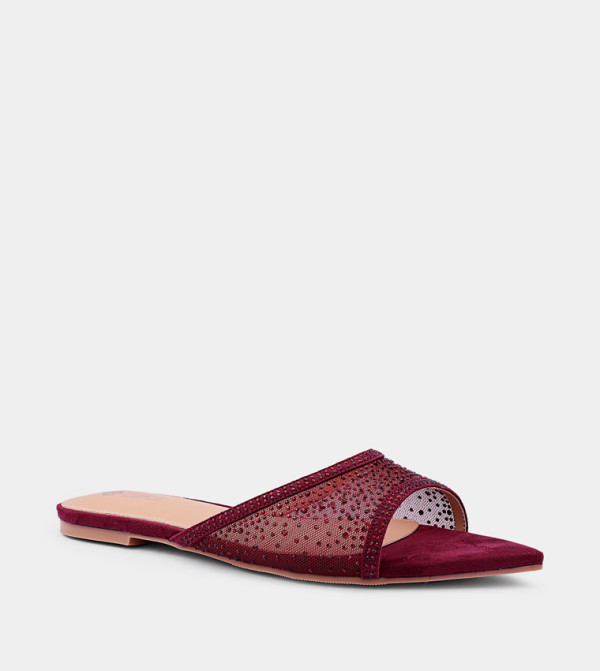 Embellished Peep Toe Flat Sandals