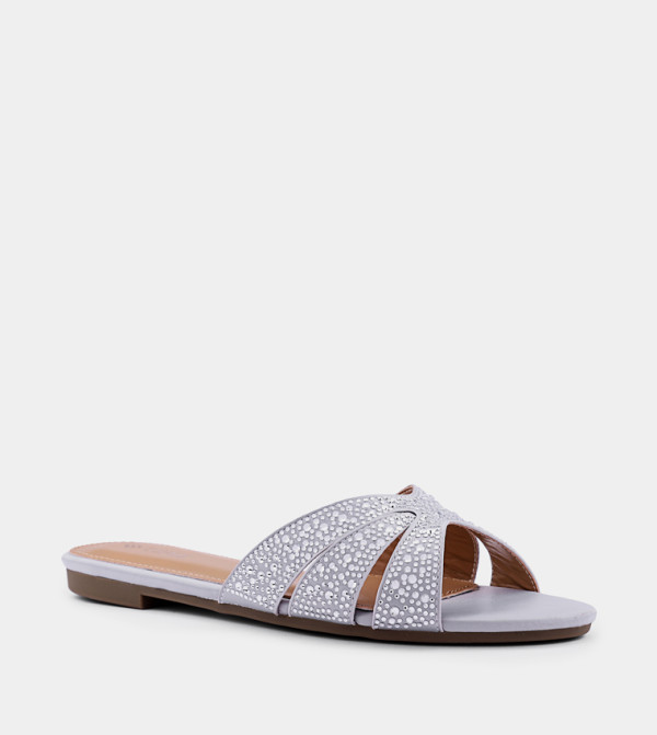 Embellished Open Toe Flat Sandals