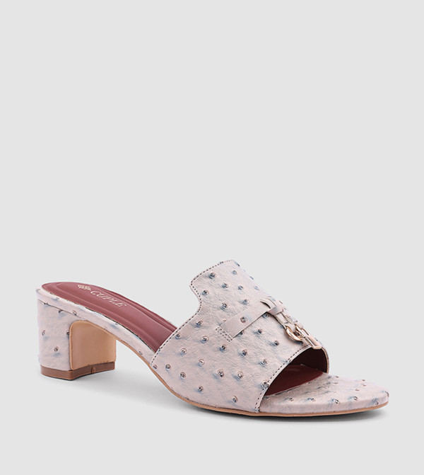 Textured Block Heel Sandals