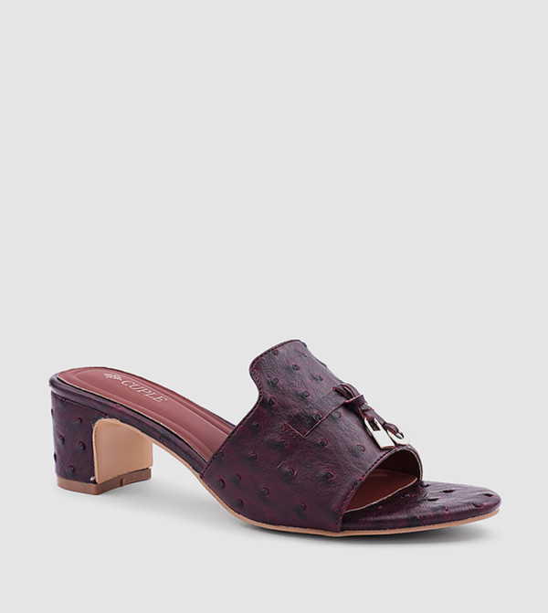 Textured Block Heel Sandals