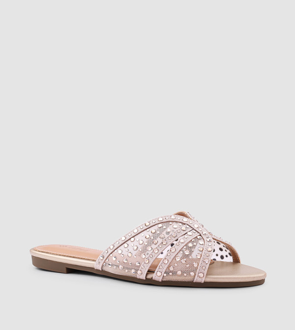 Embellished Open Toe Flat Sandals