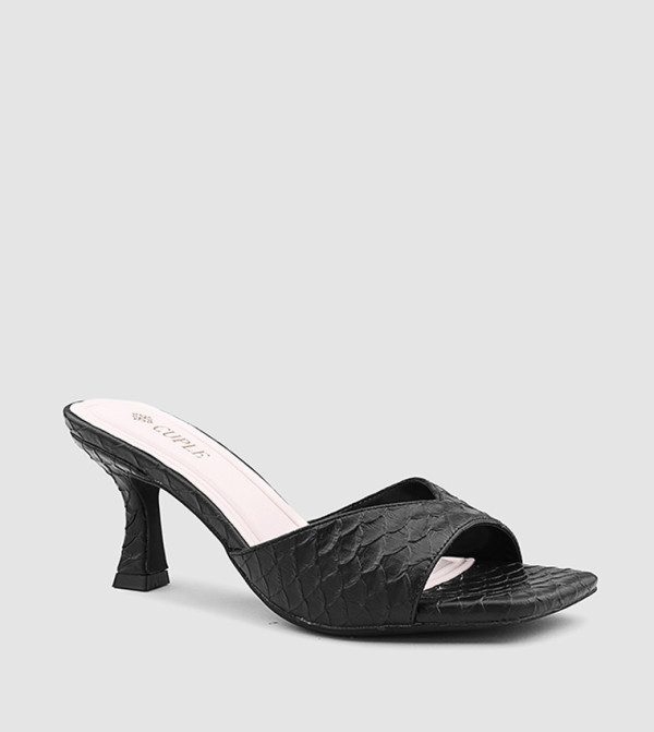 Croc Textured Heeled Sandals
