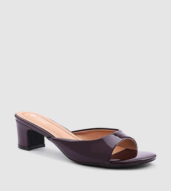 Glossy Block Heel Sandals