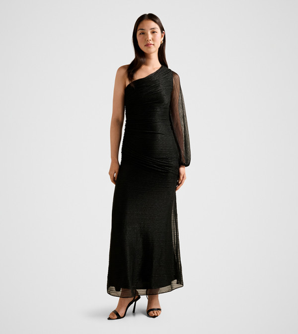 FN NAHLA One Shoulder Plisse Maxi Dress