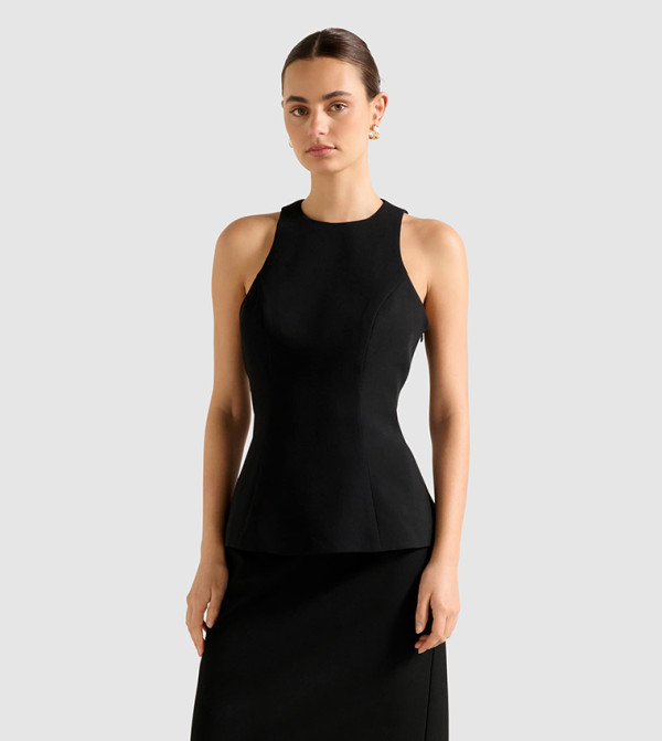 Buy Forever New DAHLIA Sleeveless Peplum Hem Top In Black