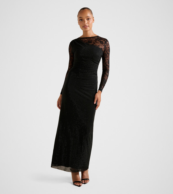 FN NATALIE Heatseal Lace Maxi Dress