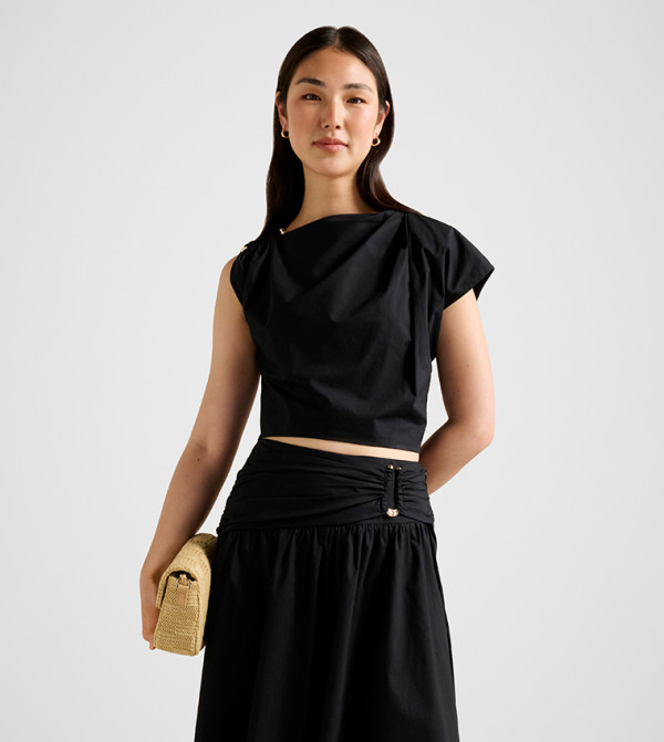 DOTTIE Solid Ruched Crop Top