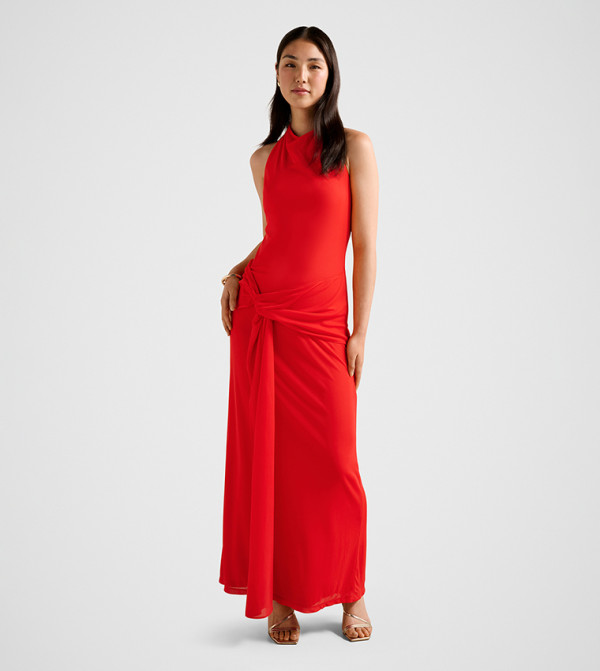 ABBY Halterneck Mesh Maxi Dress