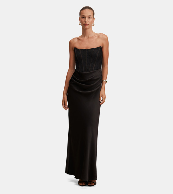 FN IVY Lace Corset Drape Maxi Dress