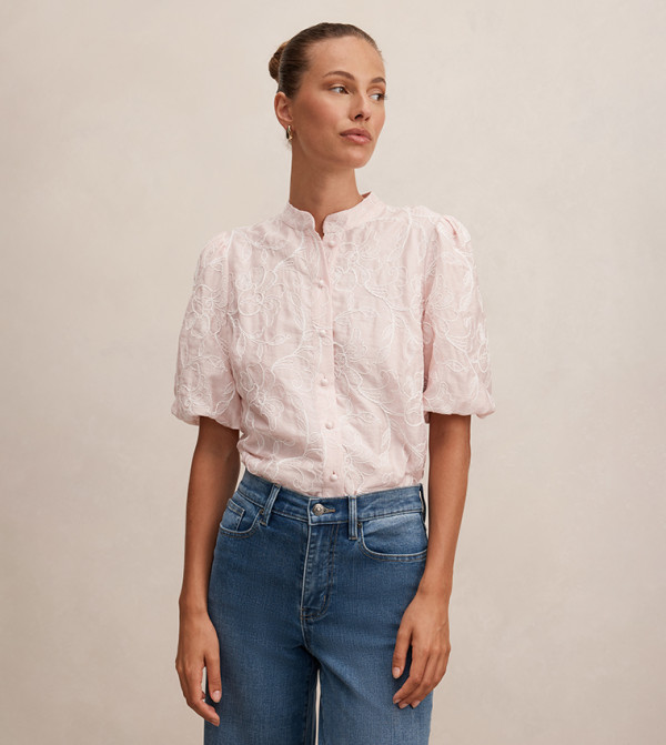 ARLOW Embroidered Short Sleeves Top