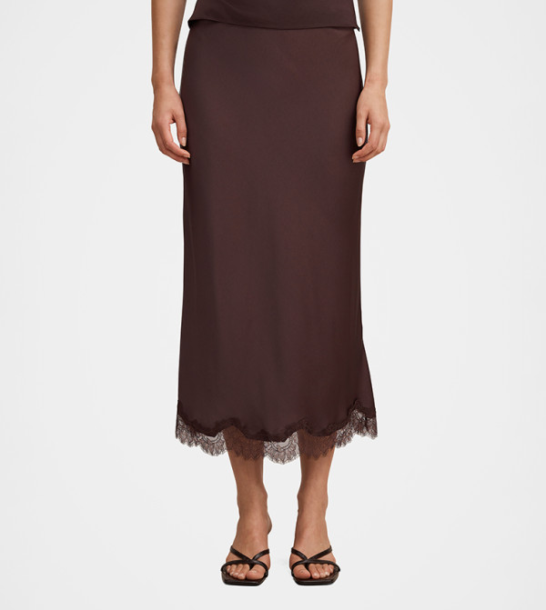 ENOLA Lace Trim Midi Skirt