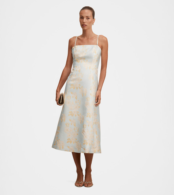 CHARLOTTE Floral Jacquard Midi Dress