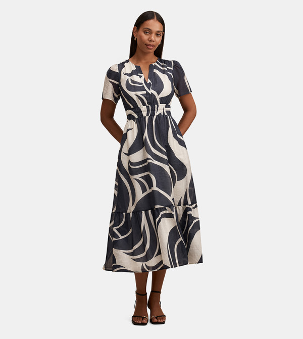 فستان ميدي بكم قصير 