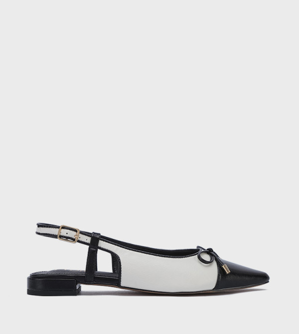 Bow Detail Pointed Toe Slingback Flat Shoes