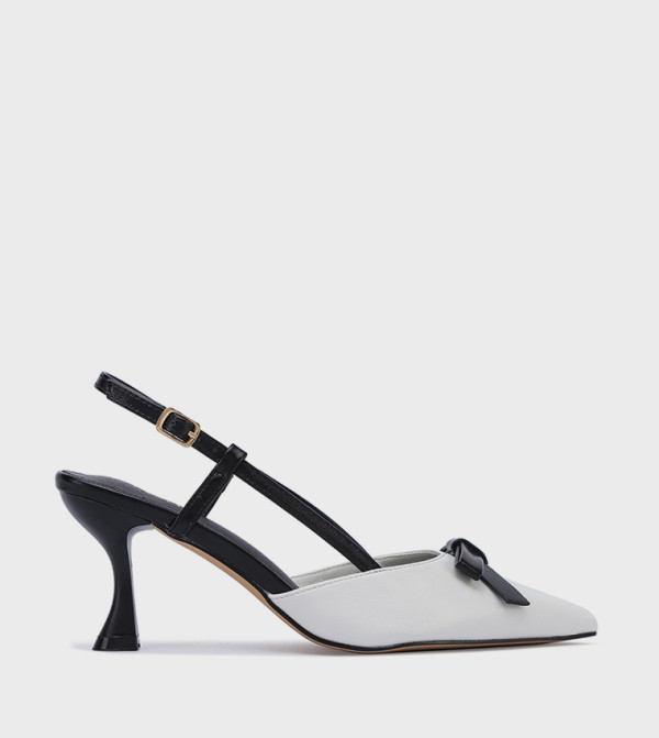 Bow Detail Pointed Toe Slingback Pumps