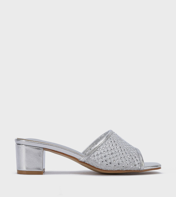 Embellished Open Toe Block Heel Sandals