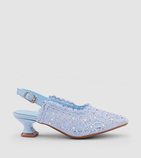 Embellished Pointed Toe Slingback Pumps