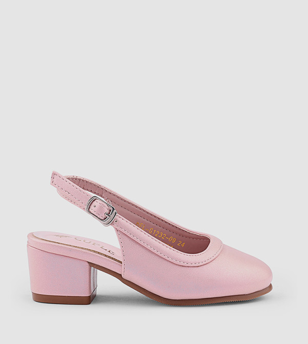 Solid Round Toe Slingback Pumps