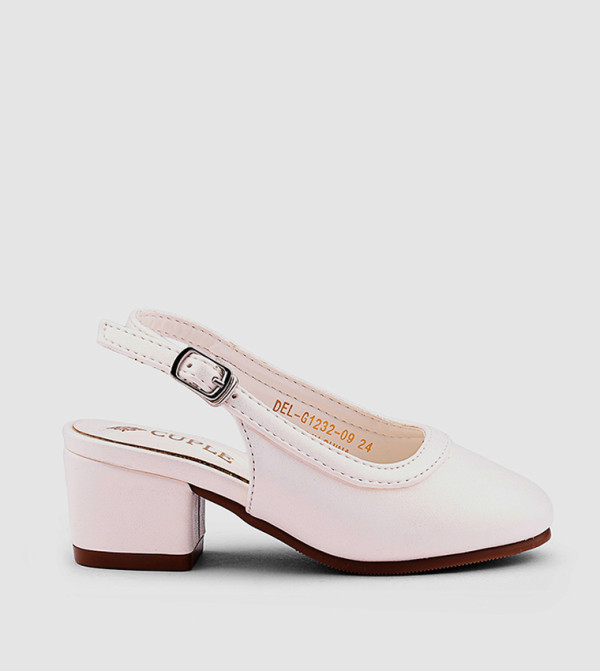 Solid Round Toe Slingback Pumps