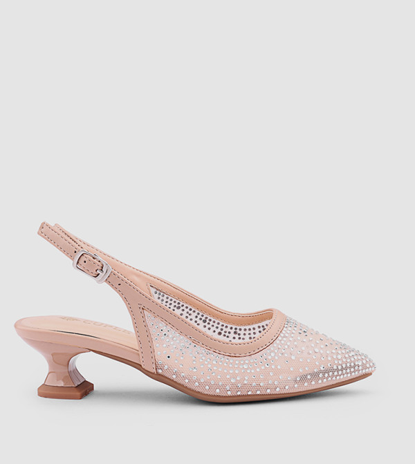 Embellished Pointed Toe Slingback Pumps