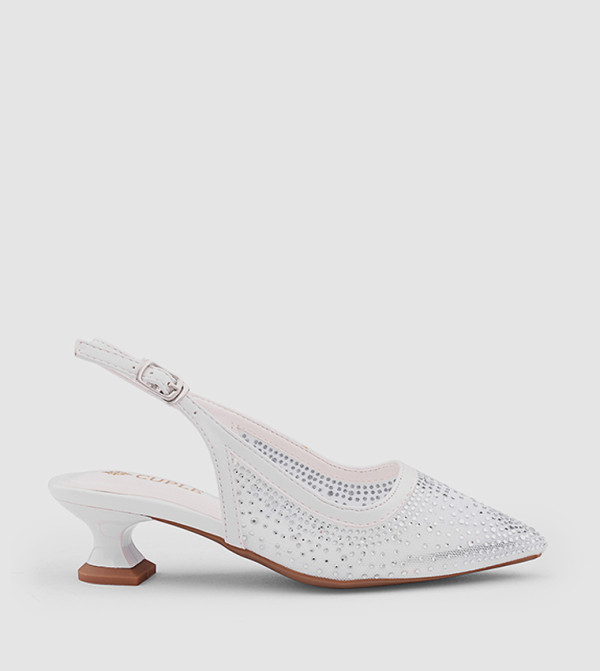 Embellished Pointed Toe Slingback Pumps