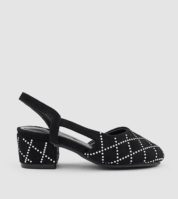 Embellished Round Toe Slingback Pumps