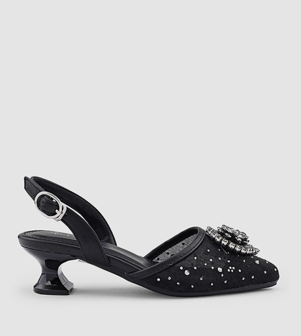 Embellished Pointed Toe Slingback Pumps