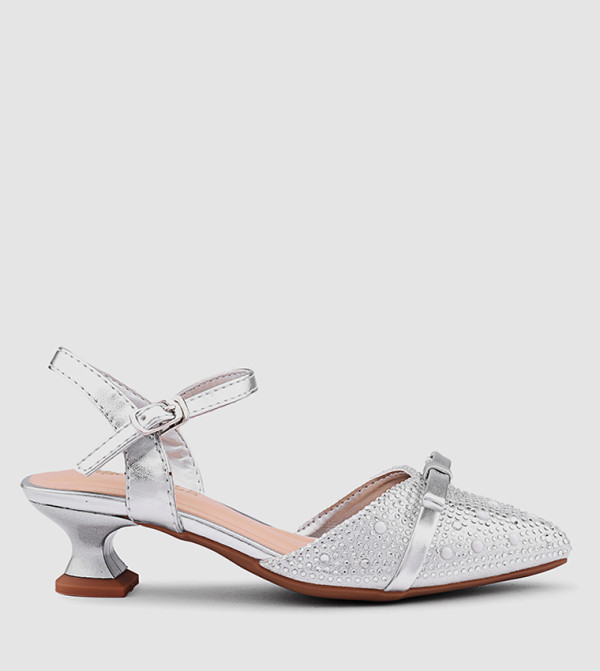 Embellished Pointed Toe Ankle Loop Pumps