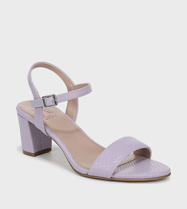NABRISTOLSS Textured Ankle Loop Heeled Sandals