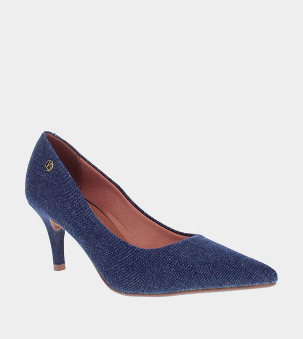 SCHOLASTICA Pointed Toe Denim Pumps