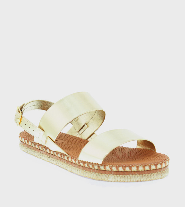 Metallic Strap Espadrille Flat Sandals