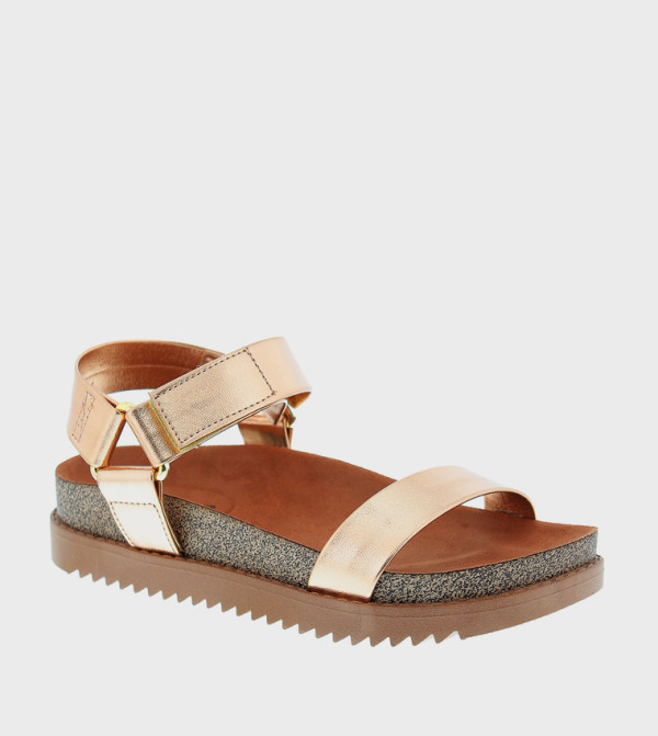Textured Open Toe Platform Sandals
