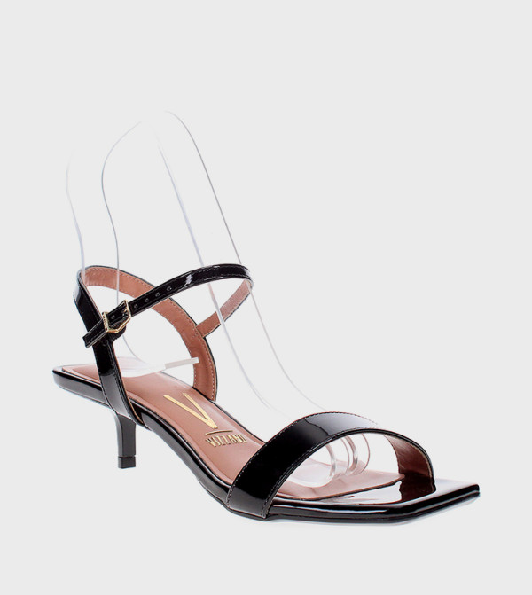 Solid Square Toe Heel Sandals
