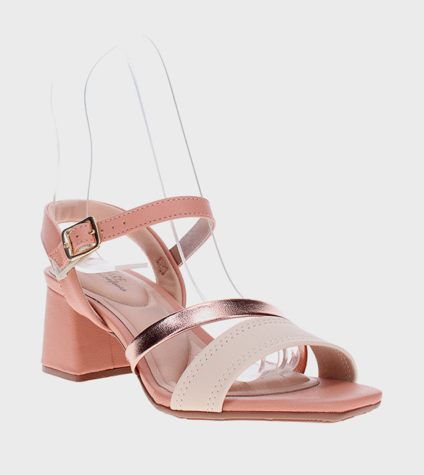 Textured Open Toe Heel Sandals